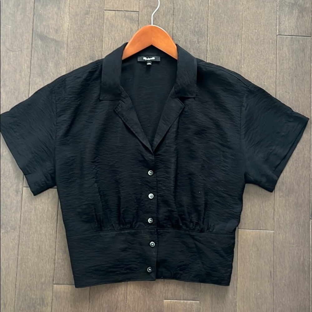 Madewell Drapey Banded Bottom Button Up Top
